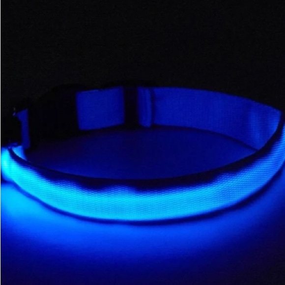 New LED Blue Dog Collar– Solid or Flashing Dog Collar- Size Large - Picture 5 of 11
